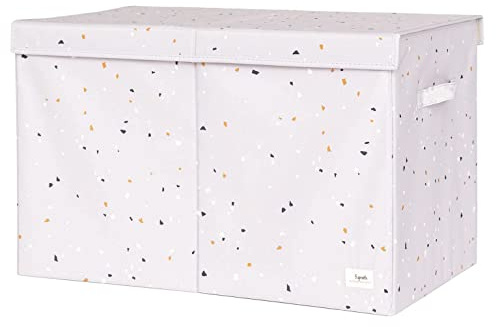 3 Sprouts Spielzeugkiste mit Deckel – Aufbewahrungsbox für Kinderzimmer, Spielzeugtruhe und Spielzeugbox für Kinder - Terrazzo Hellgrau