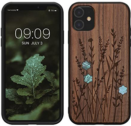 kwmobile Handyhülle für Apple iPhone 11 Hülle Holz - Case mit TPU Bumper - Stoßfestes Hardcase - Schutzhülle Cover in Dunkelbraun