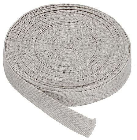 PATIKIL Baumwollband Baumwolle Gurtband 15mm x 9m, Schrägband Baumwoll Nahtband Köperband Saumband Einfassband Stoffband Webband zum Nähen für DIY Basteln Stricken Verpackungen, Hellgrau