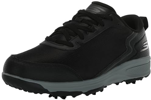 Skechers Men's Torque Sport Fairway Relaxed Fit Spiked Golf Shoe Sneaker, Black/White, 7.5 UK Wide