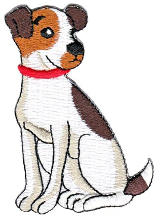 Hund Welpe Aufnäher zum aufbügeln oder aufnähen Bügelbild Aufbügler für Kleidung gestickter Bügelpatch Applikation Patch Größe 5,9 x 8,0 cm