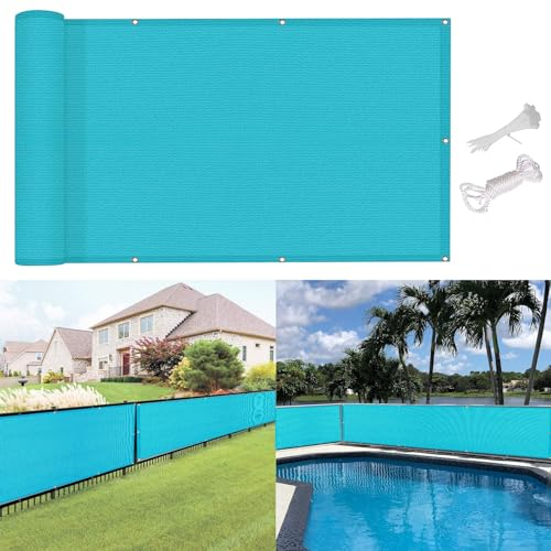 Balkon Sichtschutz Ohne Bohren 4.5 x 9.5 m Uv-Schutz Windschutz Sonnenschutz Balkonbespannung Balkonsichtschutz mit Kabelbinder Ohne Bohren für Balkon Garten im Freien, Blau