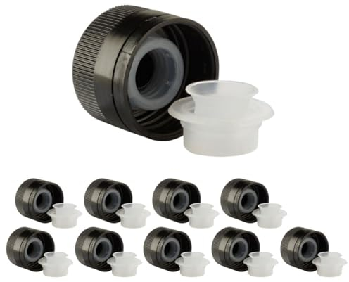 mikken Lot de 10 becs verseurs pour bouteilles d'huile - Pour bouteilles de vinaigre et d'huile - Avec bouchon à visser - Compatible avec filetage PP 31,5