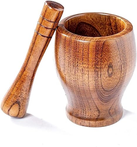 EOTRERANQ Ensemble de mortier et de Pilon, Ensemble de mortier et de Pilon, broyeur de Pierre à épices, Ensemble de Pilon de mortier, Pilon et mortier, Bois Naturel, mortier à épices en Bois Broyage