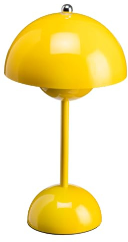 Luxus - Tischlampe Touch Deluxe - Josephine - Gelb - H30 x Ø16 - Terrassenlampe - Schreibtischlampe - LED - Wiederaufladbar - Dimmbar - Kabellos - Tischlampe für innen und außen