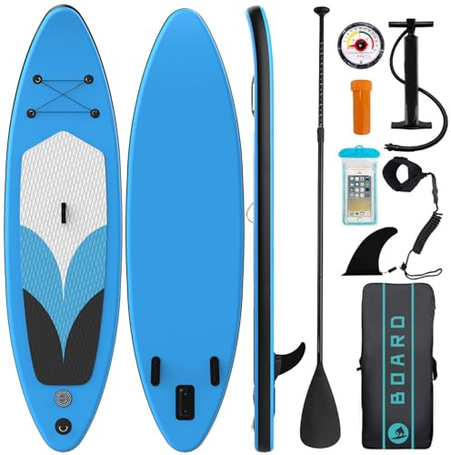 Aufblasbares SUP Zenmos Stand Up Paddle Board mit komplettem Zubehör | Multifunktionales SUP Board | Hohe Stabilität und Portabilität | Ideal für Anfänger und Fortgeschrittene | bis zu 140 kg, Blau