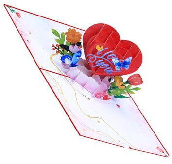 WOURRD Romantik 3D Karte Mit Herz Und Schmetterlingsgrußkarte Glückwunschkarten Zum Valentinstag Und Jubiläen