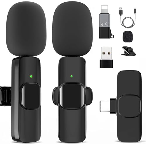 GOGARA Wireless Microphone for iPhone 15 16，iPad, Android, Lavalier Microphone for Video Recording, Noise Reduction, Clip on Mini Mic for Tiktok, YouTube, Vlog, Podcast, ASMR
