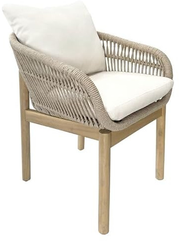 OUTLIV. Amy Gartensessel, 58x65x76cm, mit Armlehnen, Look/Beige/Creme | Akazie; mit Armlehnen und mit Kissen; 58x65x76cm; Look/Beige/Creme; komfortabel, pflegeleicht; für Garten und Terrasse