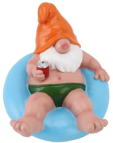 Pool Floating Gnome Statue Garden Decor, Resin Relaxing Lazy Gnome Figurine, Funny Garden Gnome Statue for Outdoor Garden Pond Patio Lawn Water Floating Decoration (Blue)