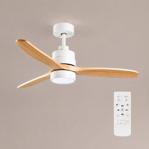 M mimotec- Ventilatore da Soffitto LED White Crazy, Motore DC Silenzioso, 6 Velocità, Luce CCT Regolabile, Telecomando, Timer 1/2 h, Modalità Estate/Inverno, Bianco, 132 cm