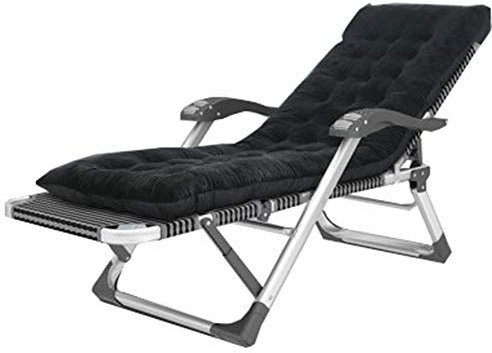 Extra breiter übergroßer Zero Gravity Stuhl XL – gepolsterte, faltbare Liege für den Außenbereich, Terrasse, Pool und Hof – bequeme Chaiselongue mit stützender Sitzfläche und Rückenlehne (schwarz)