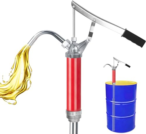 UVVRUR Pompe à huile avec effet de levier, pompe à manivelle pour fûts de 57 à 208 litres (rouge)