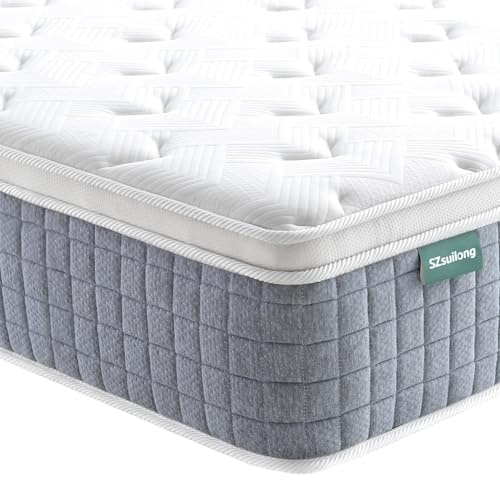 SZsuilong Matelas 140x200, 26cm Épaisseur Hybride Matelas de Premium, 7 Zone de Confort Matelas Ressorts Ensachés H3 H4, Mousse à Mémoire Forme, Matelas Soutien Parfait
