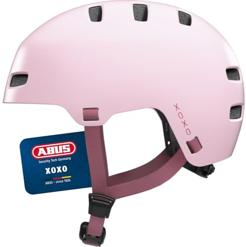 ABUS XOXO cykelhjälm - cityhjälm i skaterlook - hjälm för skateboard, cykel, sparkcykel - med optimerad hakplatta - för tonåringar och vuxna - storlek L, rosa
