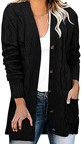 Gilet Mi Long Boutonné Femme Pull Femme Chic Et Elegant Grande Taille | Pull Tricot Cardigan avec Bouton Manteau Ample Manteaux Manches Longue Veste avec Poche Vêtements Cardigan