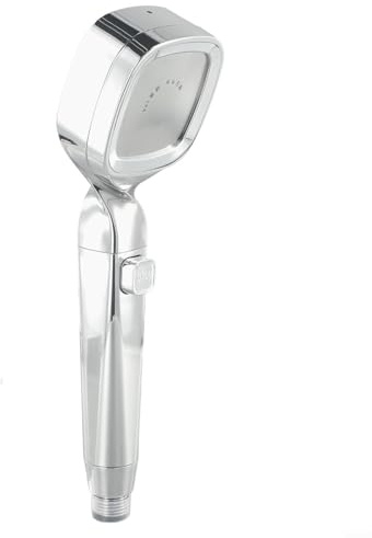 Bebykilemi 4 Modes High Pressure Shower Head with On/Off Button, Multi Function Sprayer Nozzle with Built-in Filter, ABS Electroplated White Showerhead (Silver)