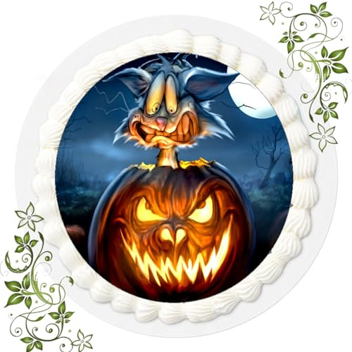 Für den Geburtstag ein Tortenbild, Zuckerbild mit Motiv, Essbares Foto für Torten, Tortenbild, Tortenaufleger Ø 20cm FONDANT gebrauchsfertig Motive: Horror Halloween Nr. Q 264