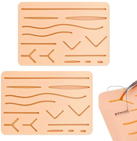 Suture Practice Kit, 2 Übungspads zum Nähen, Silikon Nahtpolster, Chirurgisches Nahtset, Nähset Medizin, Geeignet für Medizinstudenten, Tierärzte und Krankenschwestern