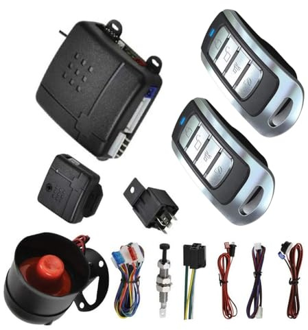 Riloer Sistema de bloqueo de puerta de coche con control remoto de 12 V, kit de sistema de alarma de coche compatible con la mayoría de vehículos de 12 V