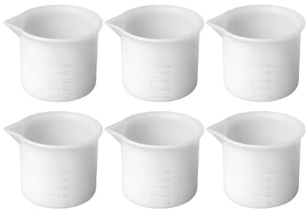 BESPORTBLE Set 6 Misurini in Silicone per Resina Epossidica 50ml Scala Graduata, Tazze per Miscelazione Fai da Te, Strumenti Precisi per Artigianato Creativo e Lavori Manuali
