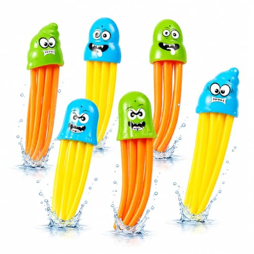 TK Gruppe Timo Klingler 6X Quallen für Kinder & Erwachsene - Pool & Schwimmbad - Wasserspielzeug für Tauchspielzeug zum Tauchen - Tauchringe & Tauchstäbe (6X Quallen)