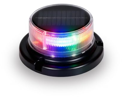 auvstar LED Rundumleuchte,Warnleuchte auto,Magnetfuß,3 Blitzmodi,Solar & Akku,Staub und Wasserdicht,Warnleuchten für Baufahrzeuge,im Bauwesen,für Lkw und Yachten (Bunte Lichter)