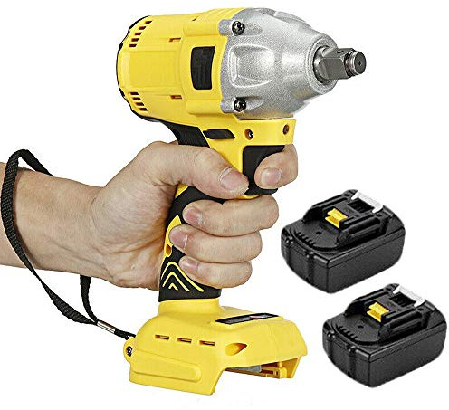 taladro, Llave de impacto eléctrica recargable sin escobillas 18 V, 350 Nm, destornillador inalámbrico, herramienta vaso 1/2 con 2 baterías litio