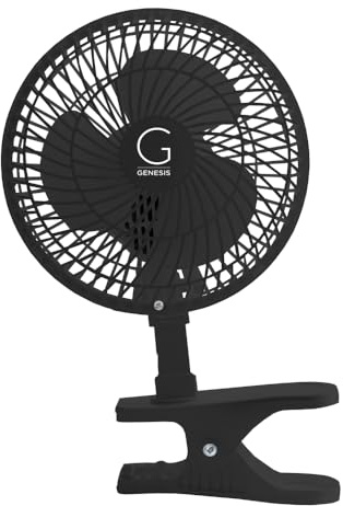 Genesis 6-Inch Clip Convertible Table-Top & Clip Fan Two Quiet Speeds - Ideal For The Home, Office, Dorm, More Black (A1CLIPFANBLACK