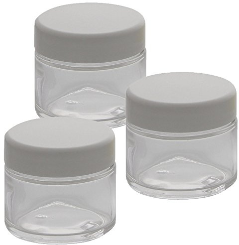 Klar-Glas Tiegel 50ml mit Deckel Weiß, Leere Kosmetex Creme Glas-Dose, Kosmetik-Dose aus Klarglas, Klar - Weiß, 3 Stück