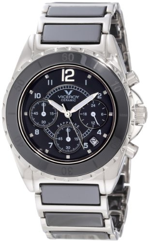 Viceroy Reloj cronógrafo de cerámica Negra 47550-55 para Mujer, Negro, Pulsera