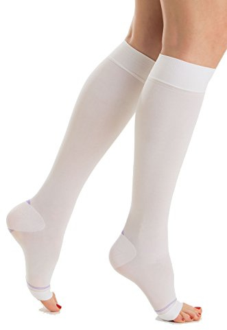 Relaxsan Antiembolism M1350A (1 Paire - Blanc, XL) Mi-bas anti-thrombose - pied ouvert - 25-32 mmHg - Classe 2