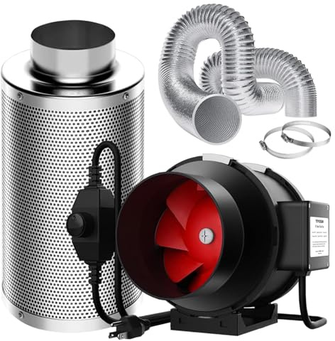 VIVOSUN Inline Duct Fan 6 Inch with Speed Controller, 6 Inch Carbon Filter, and 16ft. Ducting Combo, Air Cooling and Filtration Kit for Grow Tent, Greenhouse Ventilation