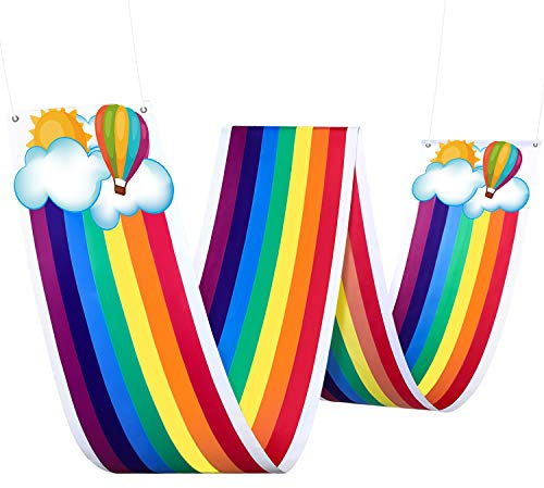Blulu 1 Pc Rainbow Ceiling Banner 11.8 ft Cloud Balloon Hanging Garland