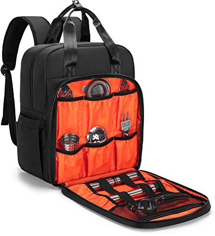 CURMIO Cocktail Shaker Set Tasche, Aufbewahrungstasche für Bartender Sets, Tragetasche für Barkeeper Set, Reisetasche für unterwegs, Cocktail-Party oder Hochzeit (OHNE COCKTAIL ZUBEHÖR), Schwarz