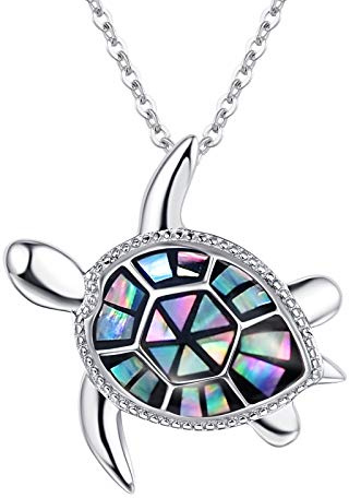 Collier en argent sterling 925 avec tortue - Cadeau de Noël pour femme