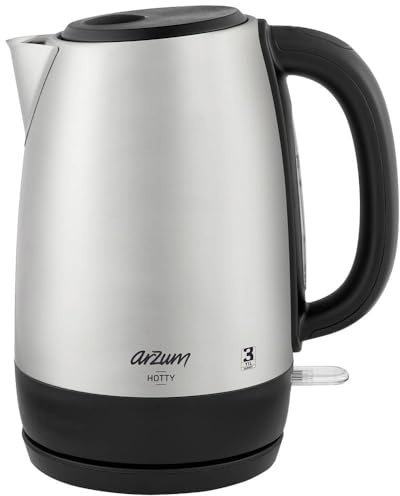 Arzum Hotty AR3074 Wasserkocher Edelstahl, 1,7L Elektrischer Wasserkessel Mit 2200 Watt Leistung, Automatische Abschaltung Und Trockengehschutz, Kabellos, 360° Basis