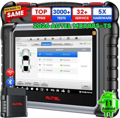 Autel Scanner MaxiCheck MX808S-TS, 2026 TPMS & Bidirectional Diagnostic Scan Tool, Same as MK900TS MK808S-TS TS900 Up of MK808S MX808S, Top TPMS Programming Tool, 3000+ Test, 28+ Service, FCA, OS 11