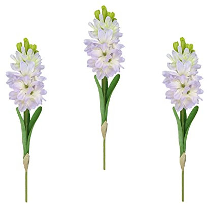 JYCRA Flores artificiales de jacinto, 3 piezas de accesorios de jacinto realistas, jacinto de seda, flores falsas para mesa, hogar, jardín, boda, fiesta, suministros de vacaciones