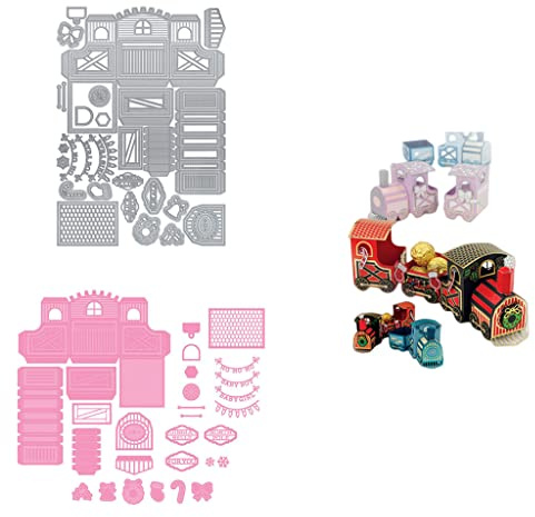 Sredwtk Zug Stanzschablonen Schachteln, Prägeschablone Stanzmaschine Stanzformen Schachtel Schablonen Schneiden Metall Stanzschablonen für Hochzeit Geburtstag Weihnachten Geschenkbox Süßigkeitenbox