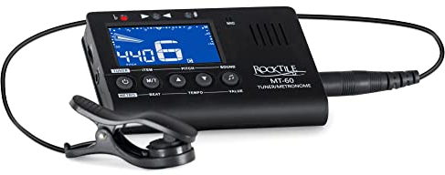 Rocktile MT-60 Metro-Tuner - Stimmgerät mit Mikrofon und Piezo-Sensor - Für alle Instrumente geeignet - 5 Stimmmodi - Metronom - Tongenerator - Lautsprecher und Kopfhörerausgang - Schwarz