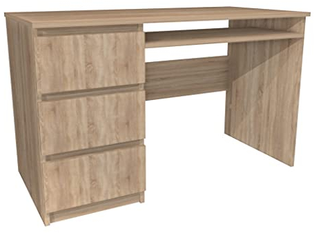 Schreibtisch Eiche Sonoma 120x60cm - Koma Schreibtisch - Moderner Schreibtisch - Schreibtisch mit Tastaturablage - Schreibtisch mit Schubladen - Schulschreibtisch - Schubladen Linke oder rechte Seite