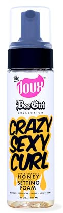 The Doux Curl Cream & Setting Mousse for Curly Hair CRAZYSEXYCURL Honey Foam for Heatless Curls Overnight, Frizz Control, Shine & Moisture – Curly Hair Styling Product with Aloe & Silk Amino Acids