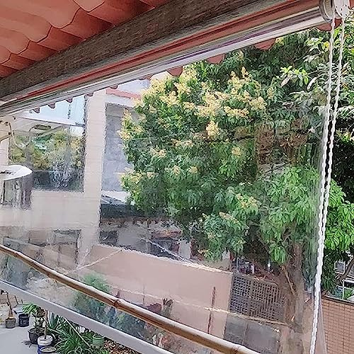 FENGSHOUU Transparente Rollo,Seitenzug-Rollo,wasserdichte PVC Rollläden,Winddichter Vorhang aus Kunststoff,Wetterfest,für Outdoor-Balkon-Terrassen-Tür,Breite x Höhe (100x200cm)