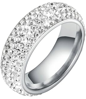 Ayoiow Ring Edelstahl Herren 8mm Mit Zirkon Silber Ringe Verlobung Zirkonia