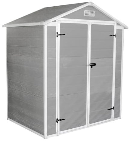 Panana Plastic Sheds Garden Storage Outdoor Shed House, Grey, 6 x 4'(C), SLGJF3