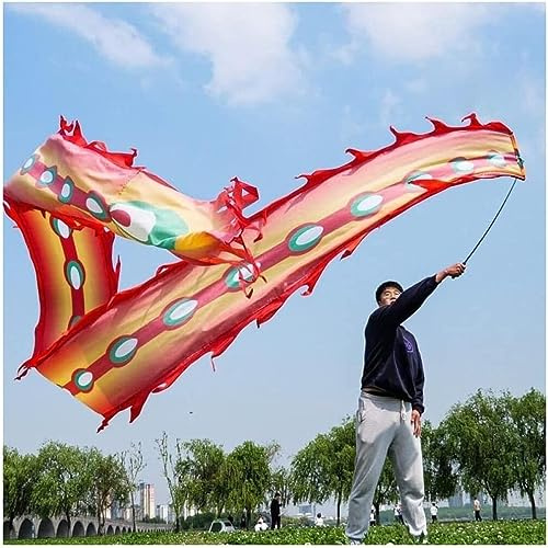 MekUk 3D (avec Poteau et Sac) Forme de Dragon Double Face Fitness en Plein air Volant Dragon Spirale Fitness Satin (Size : 10m)