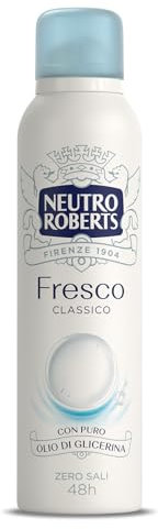 Neutro Roberts, Deodorante Spray Fresco Classico, Zero Sali di Alluminio, Zero Macchie, con Puro Olio di Glicerina, Deodorante Uomo e Donna, Dermatologicamente Testato, 150 ml, 48h