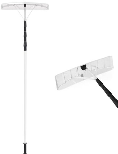 GiantexUK Snow Roof Rake, 200-630cm Extendable Aluminium Rake with 40/63cm Blade, Anti-Slip Handle, Removal Shovel Tool for Clearing Roof, Car Snow & Leaves (Silver, 63 x 15 x 630cm)