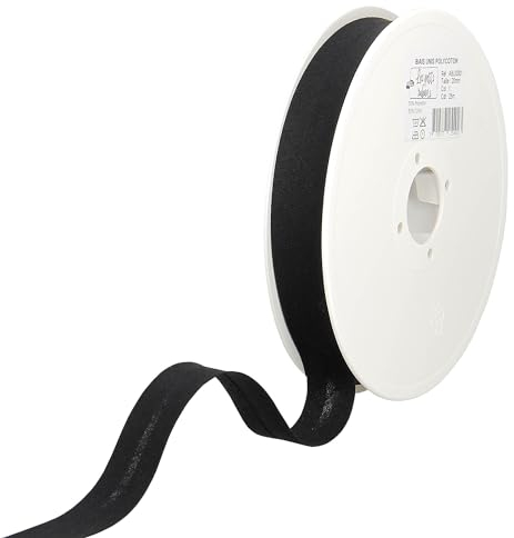 Les Petits Rubans Schrägband – 20 mm breit, gefaltet 10 mm, 25 m Rolle, 50% Baumwolle, 50% Polyester, Bordüre zum Nähen, Banner, Polster, Möbel, Paspeln, Kleidung, Decken